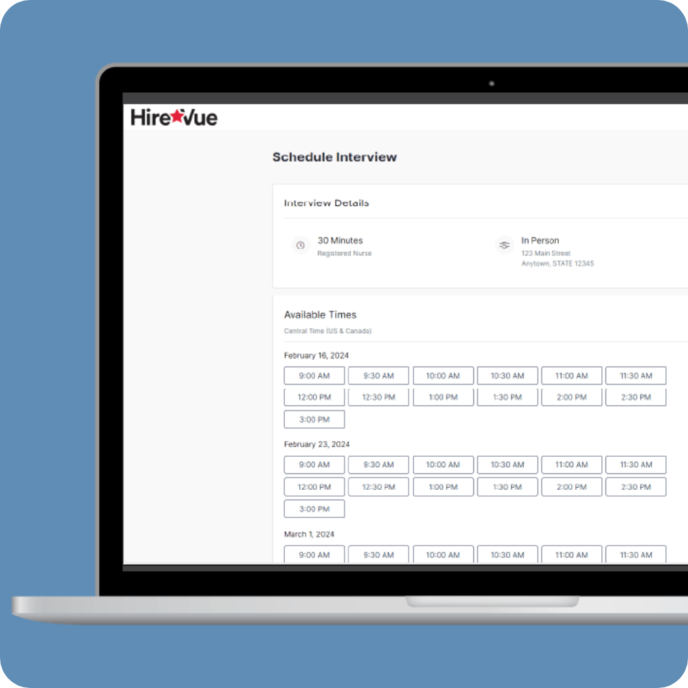 HireVue interview scheduler